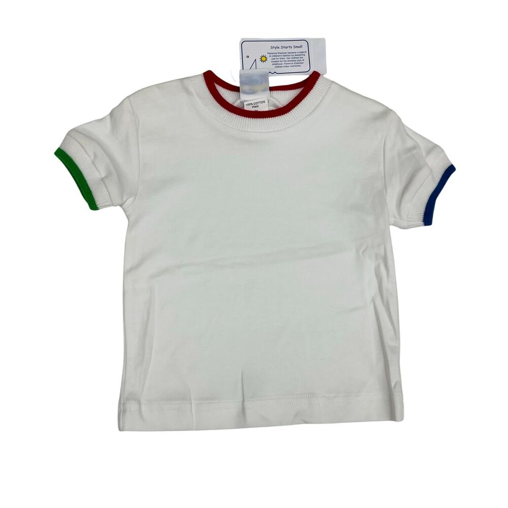 NWT Florence Eiseman 9M White T-Shirt with Multi Tipping